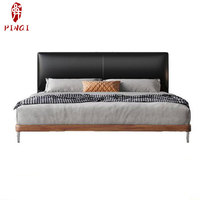 Lit double moderne de 1.8m lumineux de luxe style italien en cuir souple maison lit cadre en bois pour petit appartement ensemble de meubles chambre à coucher