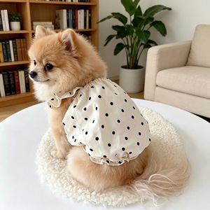 Cute Polka Dot Dress for Dogs and <b>Cats</b> White Polyester Skirt Four Seasons Pet <b>Clothes</b> Made in Jiangsu - Product Image 1
