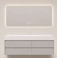 Comptoir de salle de bain moderne en pierre frittée avec lavabo intégré, personnalisable et intelligent, pour appartements et hôtels, direct usine