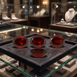 Granat rouge naturel du Mozambique, taille ovale facettée 6x9mm, pierre précieuse en vrac, certifiée par un tiers, vente en gros Gopika Exports pour la joaillerie - Product Image 1