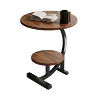Table d'appoint moderne minimaliste en fer, table de chevet créative pour chambre à coucher, étagère à double niveau pour salon, mini table basse mobile
