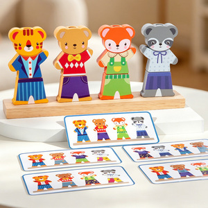 Giocattolo in Legno Personalizzato, Gioco Montessori in Legno, <span class=keywords><strong>Puzzle</strong></span> Interattivo Orso da Vestire, Educativo per lo Sviluppo Cognitivo e delle Abilità Motorie Fini per Bambini - Product Image 3