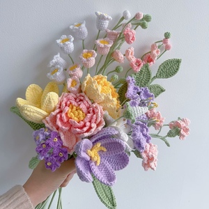 Flores Artificiales Tejidas a Mano, Decoración del Hogar, Ramo de Flores de Ganchillo para Boda, Regalo de Graduación, Regalo para Novia, Ramo de Mano - Product Image 2