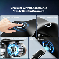 Ventilateur de table créatif en forme d'avion AntarcChill, double tête, 5 pales, turbine, rechargeable USB Type C, pour bureau, chambre, camping