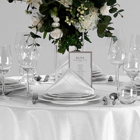 Nappe de mariage à carreaux blancs ronde en polyester de 120 pouces Nappe d'événement