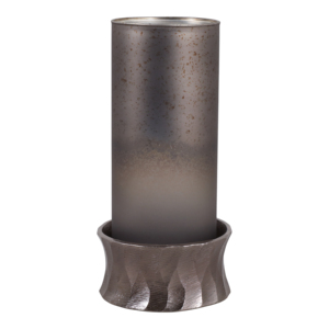 Glass Hurricane Candle Holder With Metal Base For Home Decor Pillar Candlestick For Mantel Shelf Display - Product Image 1