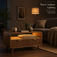 Table basse moderne à LED avec étagère de rangement, meuble de bureau écologique et durable, table basse nordique
