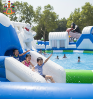 Parc aquatique gonflable commercial extérieur personnalisé en usine avec toboggan aquatique, piscine, jeux du monde des glaces et de la neige