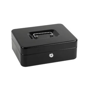 Portable Black Key <b>Lock</b> Cold Rolled Steel Cash <b>Box</b> for Storing Cash and Valuables Home Hotel Shop Large Metal Cash <b>Box</b> - Product Image 2