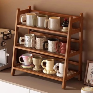 Three-tier bamboo shelf desktop cabinet <b>storage</b> <b>unit</b> display rack cup holder <b>kitchen</b> cosmetic <b>storage</b> <b>unit</b> spice caddy rack - Product Image 1