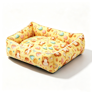 Lit pour chien mignon en forme de rectangle, en polycoton doux, pour usage intérieur, toutes saisons, amovible, lavable, avec coussin - Product Image 2