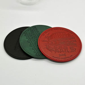 Sous-verre rond en cuir PU de 10 cm, moderne et luxueux, avec logo personnalisé, gravure laser, écologique, pour thé et café, vente en gros usine - Product Image 2