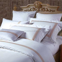 100% coton 200TC/250TC/300TC tissu rayure drap de lit reine taille linge de lit ensemble de draps lin blanc hôtel ensemble de literie