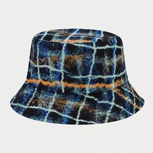 Wholesale Unisex Plaid Graffiti Mesh <b>Reversible</b> Sunshade Fisherman's <b>Hat</b> Sun <b>Bucket</b> <b>Hats</b> - Product Image 6