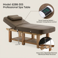 Table de massage professionnelle chauffée en bois massif, lit de beauté de luxe pour spa avec support à 6 pieds pour centre de bien-être