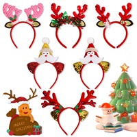 Serre-tête de Noël transfrontalier, décorations de fête, accessoires de tête, rouge, à sequins, en plastique, motif bois de cerf