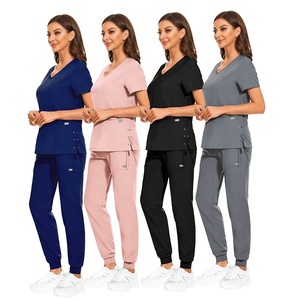 Mode médical gommages uniforme hôpital infirmière ensembles soins infirmiers femmes gommage survêtement longue droite côté cordons Durable Crubs ensembles - Product Image 1
