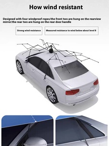 Parasol de voiture semi-automatique 3ème génération avec verrou antivol, résistant au vent de 8ème catégorie, imperméable, protection UV, utilisation extérieure, pare-soleil - Product Image 6