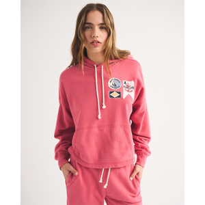 Sweat à capuche décontracté pour femme de haute qualité, rouge pastel, en tricot 100% coton avec appliqués, pour le quotidien - Product Image 1