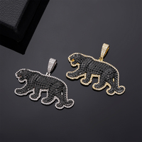 Hiphop nouveauté solide 925 argent glacé diamants panthère noire personnalisé Moissanite pendentif pour hommes
