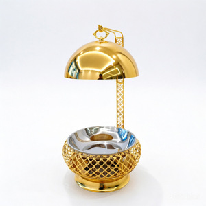 เตาอุ่นอาหารแบบแขวนฝาปิดทรงกลม สแตนเลส 8 ลิตร สีทอง สำหรับโรงแรม ร้านอาหาร - Product Image 5