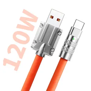 OEM silikon 6A hızlı şarj 1M 1.5M 2M mobil Metal USB C tipi tip kablo şarj USBC veri kablosu