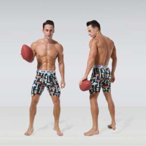 Biancheria intima da uomo taglie forti personalizzata Anti-usura in tessuto sportivo Boxer Shorts con gamba lunga Runner Logo posizionato in vita - Product Image 1