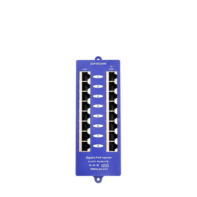24V 48V 56V Passive Gigabit PoE Injector 8 16 Port For CCTV AP