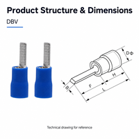 Borne de connexion isolée DBV bleue à sertir, borne plate pour câblage électrique