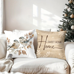 Ngôi nhà ấm cúng, gia đình hạnh phúc, mọi thứ đều ấm áp, gối trang trí trang trí ghế sofa phòng khách với chim, hoa, tất Giáng sinh. - Product Image 3