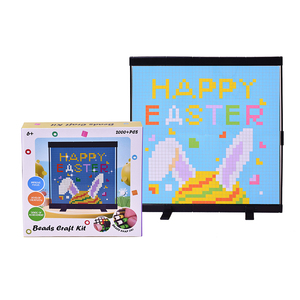 Kit de Manualidades con 2000 Perlas sin Planchado, Lienzo de Malla Flexible para Pintura Decorativa DIY, Suministros de Arte para Niños, Conejito de Pascua - Product Image 1