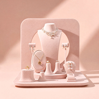Présentoir à bijoux Zebopak, plateau de présentation rose poudré avec découpe circulaire, pour colliers, bagues et boucles d'oreilles, vitrine de vente au détail