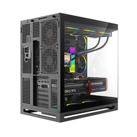 Boîtier PC avec panneau frontal en verre avec écran LCD avec écran LCD avec nouveau design en métal ATX Mid Tower USB3.0 Bureau Noir
