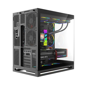 Caja <span class=keywords><strong>de</strong></span> PC con Panel Frontal <span class=keywords><strong>de</strong></span> Vidrio y Pantalla LCD, Nuevo Diseño Metálico, ATX Mid Tower, USB3.0, Escritorio, Negro - Product Image 3