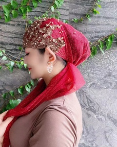 Elegante pañuelo acrílico con cuentas y capucha para fiestas y banquetes, accesorio de moda para la cabeza de mujer, ecológico, transpirable, YASEEN - Product Image 1
