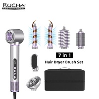 RUCHA Brosse à air chaud ionique, fer à boucler automatique, peigne volumateur, sèche-cheveux à brosse haute vitesse BLDC 7-en-1