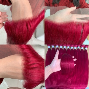 Bó Tóc Gợn Sóng Toàn Thân X-tress 3/4 Bó Tóc Người Brazil Tóc Nối Remy 8-26Inch 99J/Burgundy - Product Image 6