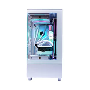 Lovingcool casing komputer menara PC penuh, sarung HP PC putih PC Gaming ATX kabinet CPU RGB