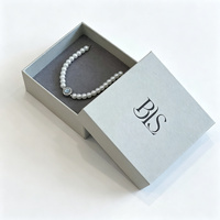 Boîte à bijoux rigide grise de luxe personnalisée en deux parties avec insert, boîte cadeau pour collier, bague, bracelet, petit MOQ, logo personnalisé