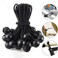 Cordes élastiques robustes de 10 cm pour bâche, résistantes aux intempéries, sangle d'arrimage noire avec boule élastique