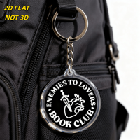 Porte-clés en acrylique 'Club de lecture : De ennemis à amants', thème 'Tropes romantiques', breloque de sac et accessoire de porte-clés, design transparent double face