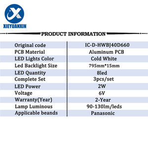 Retroiluminación <span class=keywords><strong>LED</strong></span> para <span class=keywords><strong>TV</strong></span> <span class=keywords><strong>Panasonic</strong></span> de 40 Pulgadas, 795 mm, 3 Piezas/Juego, Tiras de Retroiluminación <span class=keywords><strong>LED</strong></span>, Repuestos para <span class=keywords><strong>TV</strong></span>, IC-D-HWBJ40D660 - Product Image 2