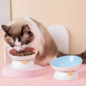 Custom Cartoon Ceramic Cat Bowl Shallow Elevated Non Slip For Cats Feeding - Product Image 3