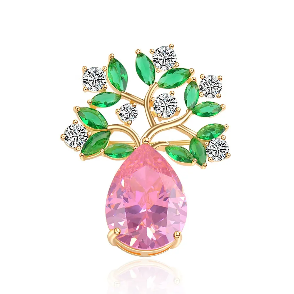 2024 2024 luxe femmes fleur rose goutte d'eau designer zircone décoratif bijoux fins broches