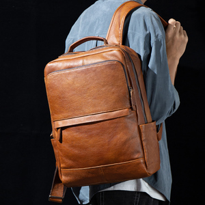 Slow Time Pure Handmade Color-Processed Vegetable-Tanned Leather Genuine Leather Backpack Large Capacity Travel <strong>Vintage</strong> <strong>Laptop</strong> - Product Image 3