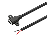 Connecteur femelle Type-C simple pour câble de charge/données d'ordinateur, avec trou de fixation par vis, connecteur à oreilles, gaine PVC à quatre conducteurs, conducteur en cuivre