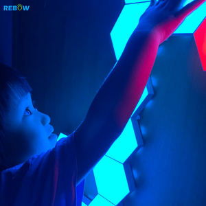 Rebow-Luz led nocturna hexagonal, panal de abeja táctil minimalista, nórdico, moderno, artesanal, RGB, gran stock - Product Image 3
