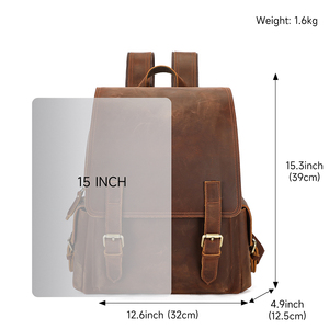 MARRANT Mochila de Viaje Impermeable de Cuero Crazy Horse, Mochila de Cuero para Portátil de 15 Pulgadas, Mochila de Cuero Genuino para Hombre - Product Image 6