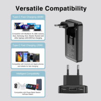 Chargeur de téléphone portable 65W certifié CE, prix de gros, personnalisable, GaN, double port USB-A USB-C, charge rapide QC PPS PD