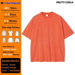 T-<span class=keywords><strong>shirt</strong></span> en coton à manches courtes pour <span class=keywords><strong>homme</strong></span> MT2107 OEM, <span class=keywords><strong>orange</strong></span> vif, col rond, décontracté, vente en gros, t-shirts unis surdimensionnés - Product Image 1